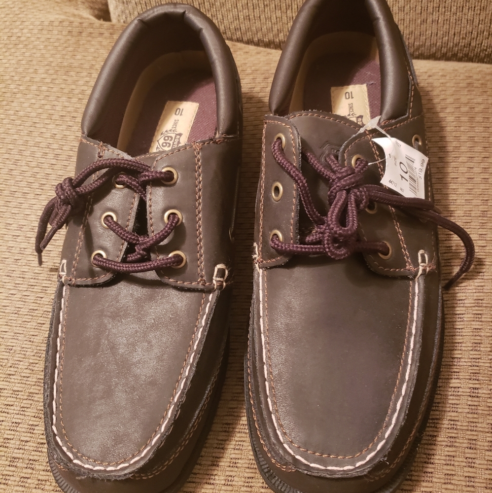 Men's route 66 loafers shoes slip on dark brown size 10 NWT